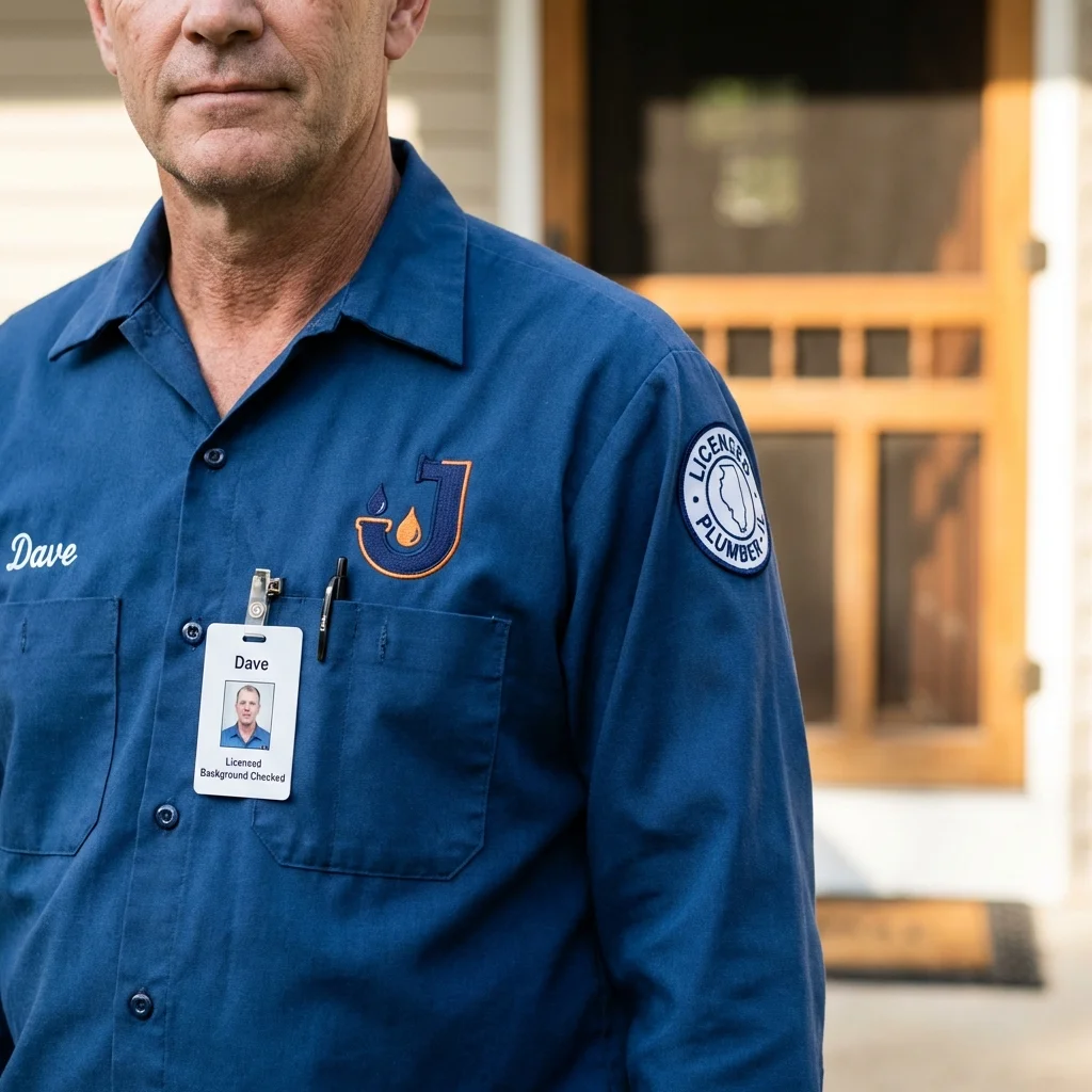Licensed plumber showing ID badge in Arenas Valley, NM