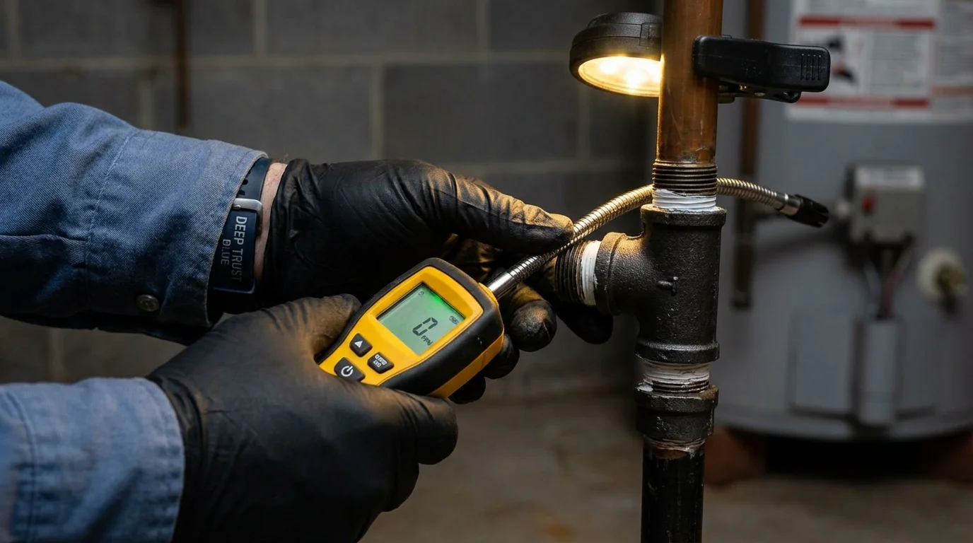 Gas leak detection with electronic sniffer by Johns Plumbing LLC in Arenas Valley
