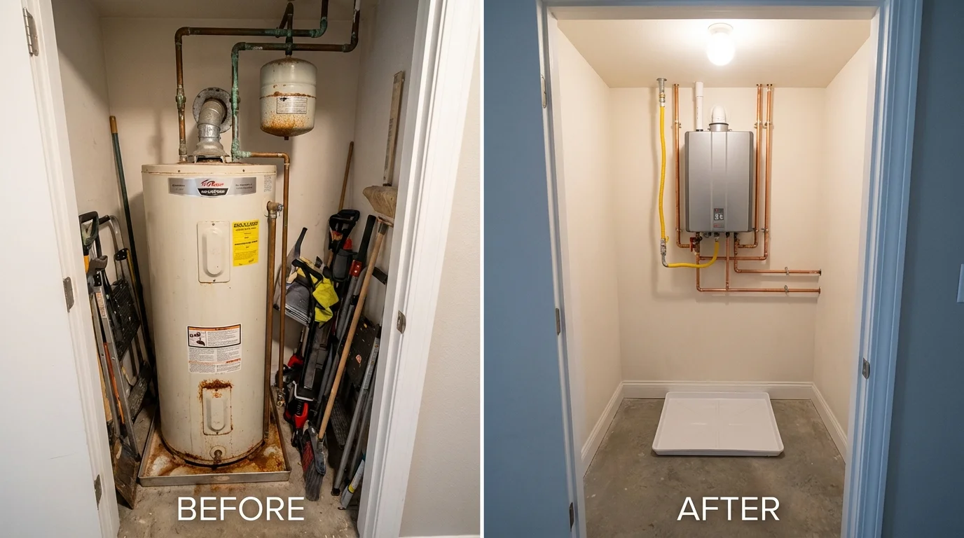 Tank water heater versus wall-mounted tankless unit comparison for Arenas Valley, NM homeowners