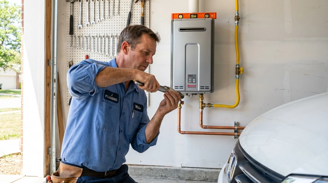 Tankless water heater installation by a Johns Plumbing LLC plumber in Arenas Valley
